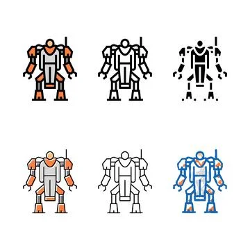 Augmenting robot designs color icon vector Stock Illustration