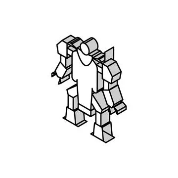 Augmenting robot isometric icon vector illustration Illustrazione stock