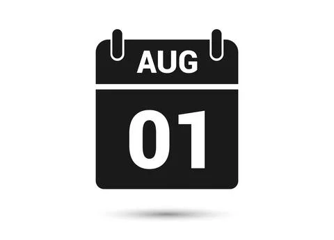 August 1 Calendar Date Flat Icon Stock Illustration