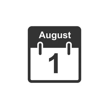 August 1 Calendar icon.Vector illustration,flat style Date,day of month Sunda Stock Illustration