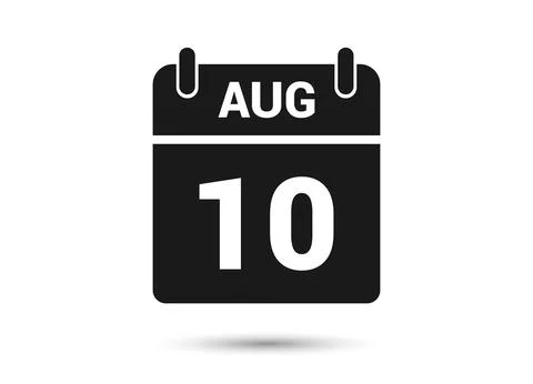 August 10 Calendar Date Flat Icon Stock Illustration