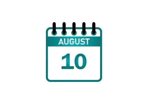 August 10 Calendar Icon Illustration