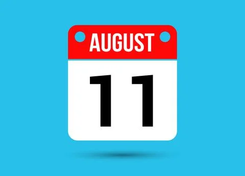 August 11 Calendar Date Flat Icon Day 11 Vector Illustration Stock Illustration