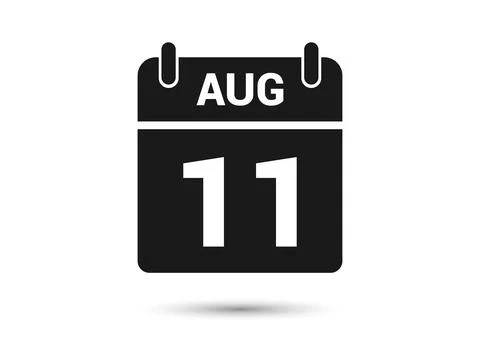 August 11 Calendar Date Flat Icon Stock Illustration