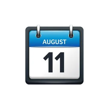 August 11. Calendar icon.Vector illustration,flat style.Month and date.Sunday Ilustração Stock