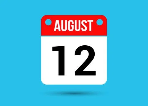 August 12 Calendar Date Flat Icon Day 12 Vector Illustration Stock Illustration
