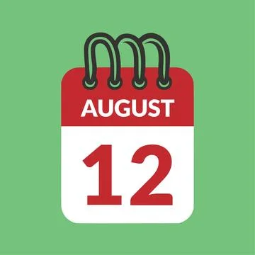 August 12 Calendar icon vector illustration. Stock Illustration