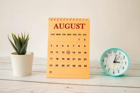 August 13, Number cube design in natural concept. Stock Photos