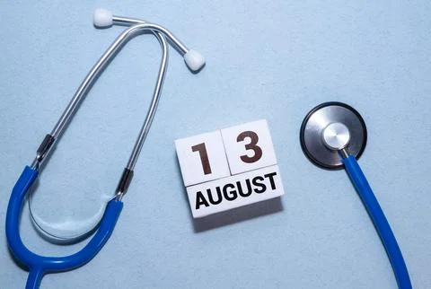August 13, Number cube design in natural concept. Stock Photos