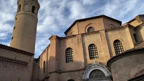 August 14, 2025 - Ravenna, Italy - Exterior of the Basilica of San Vitale Stock Footage 338133053