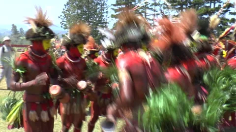 August 15 2015 Papuans in native costumes dance and sing Stock Footage 58515270