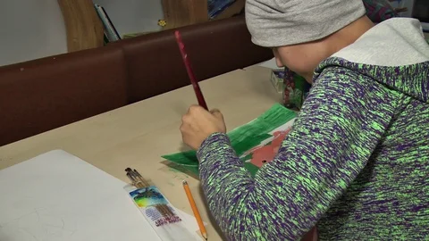 August 17, 2017 Kiev Ukraine drawing contest among children with cancer Stock Footage 115835388