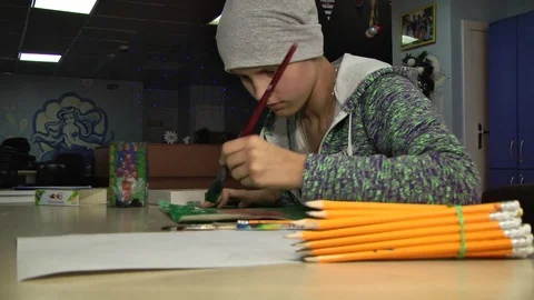 August 17, 2017 Kiev Ukraine drawing contest among children with cancer Stock Footage 115835406