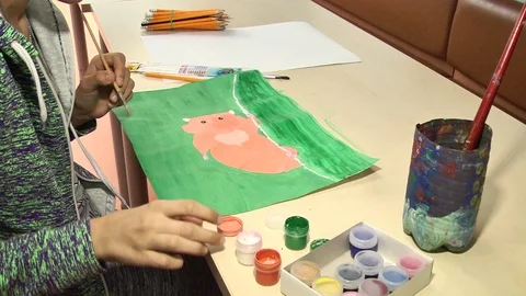 August 17, 2017 Kiev Ukraine drawing contest among children with cancer Stock Footage 115835476