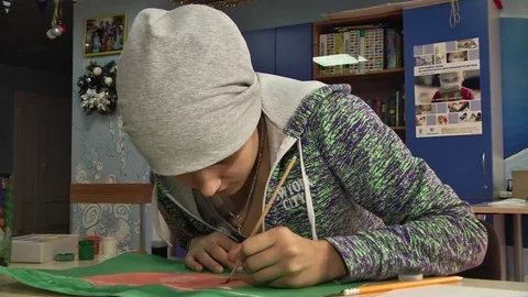 August 17, 2017 Kiev Ukraine drawing contest among children with cancer Stock Footage 115835497