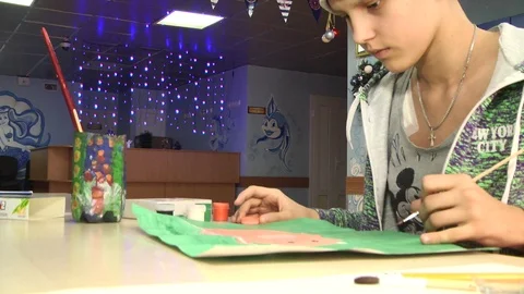 August 17, 2017 Kiev Ukraine drawing contest among children with cancer Stock Footage 115835528