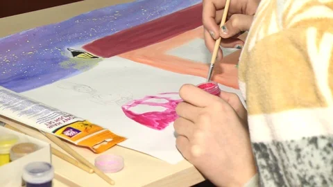 August 17, 2017 Kiev Ukraine drawing contest among children with cancer Stock Footage 115835591