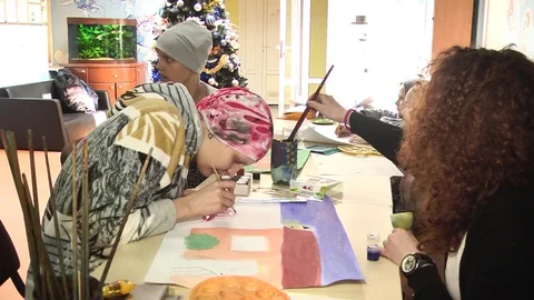 August 17, 2017 Kiev Ukraine drawing contest among children with cancer Stock Footage 115835680