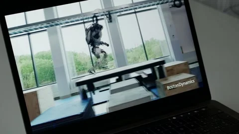 AUGUST 17, 2021: Boston Dynamics Humanoid Robots demonstrate their whole-Body Stock Footage 241661234