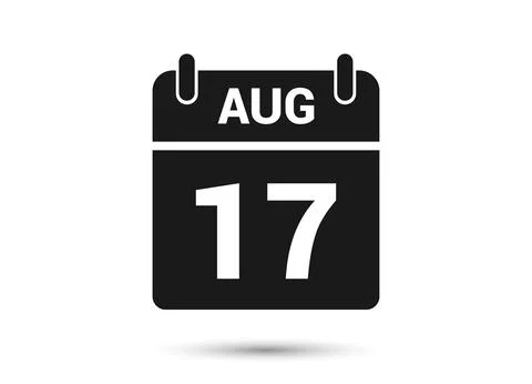August 17 Calendar Date Flat Icon Stock Illustration