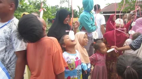  August 17th celebration. Cracker eating Stock Footage 246429069