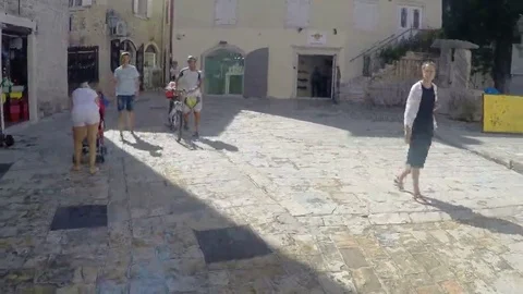 August 19, 2016 Montenegro. Walking through Budva Old Town Stock Footage 69156491