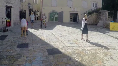 August 19, 2016 Montenegro. Walking through Budva Old Town Stock Footage 69272829