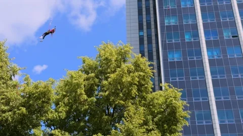 August 2, 2025 - jumping from heights in Sosnowiec - Poland Stock Footage 314283352