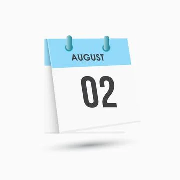 August 2 - calendar and Time planner. Daily Calendar Icon reminder. Vector .. Stock Illustration