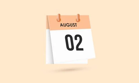 August 2 - calendar and Time planner. Daily Calendar Icon reminder. Vector .. Stock Illustration