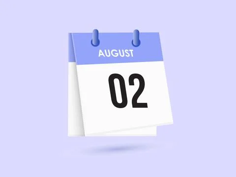 August 2 - calendar and Time planner. Daily Calendar Icon reminder. Vector .. Stock Illustration
