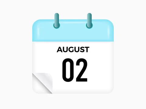 August 2 - calendar and Time planner. Daily Calendar Icon reminder. Vector .. Stock Illustration