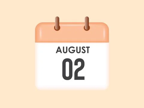 August 2 - calendar and Time planner. Daily Calendar Icon reminder. Vector .. Stock Illustration