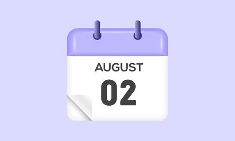 August 2 - calendar and Time planner. Daily Calendar Icon reminder. Vector .. Stock Illustration