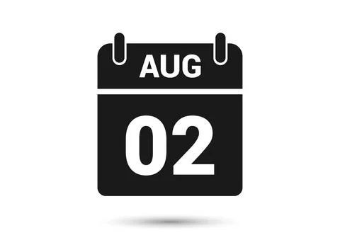 August 2 Calendar Date Flat Icon Stock Illustration