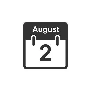 August 2 Calendar icon.Vector illustration,flat style Date,day of month Sunda Stock Illustration