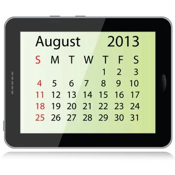 August  2013 calendar Stock Illustration