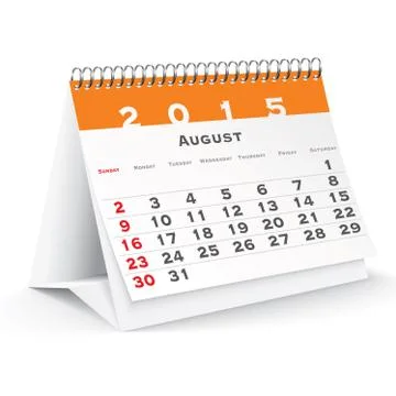 August 2015 desk calendar - vector Stock Illustration