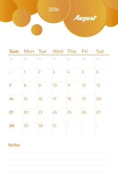 August 2016 Stock Illustration