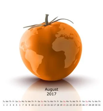 August 2017 tomato calendar Stock Illustration