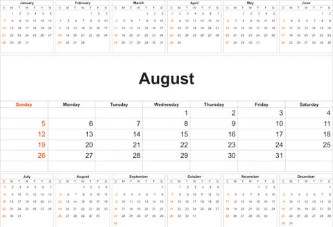 August 2018 desk calendar vector illustration, simple and clean design. Stock Illustration
