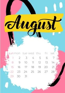 August 2021 calendar. Editable template. Wall calendar planner Stock Illustration
