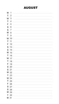 August 2022, to do list, vector. Stock Illustration