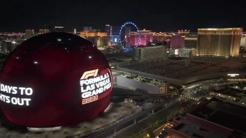 August 2023 - 4K aerial of the Sphere in Las Vegas, Nevada, USA. Stock Footage 248686510