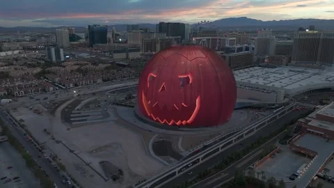 August 2023 - 4K aerial of the Sphere in Las Vegas, Nevada, USA. Stock Footage 248686517