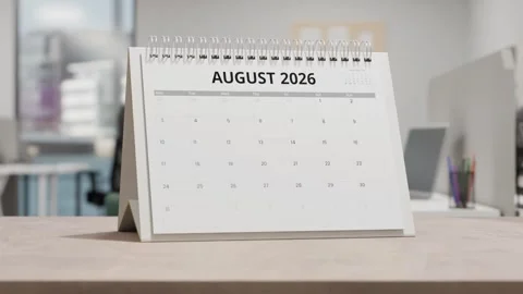 August 2026 Desk alendar Video stock 340269314