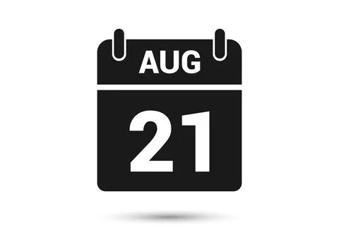 August 21 Calendar Date Flat Icon Stock Illustration