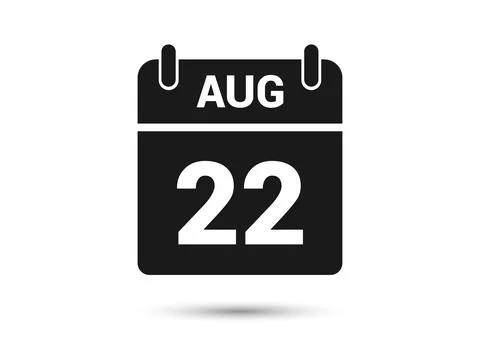 August 22 Calendar Date Flat Icon Stock Illustration