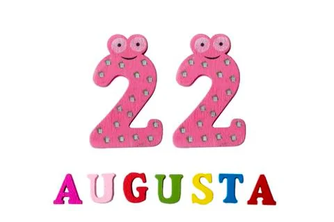 August 22nd. Image of August 22, closeup of numbers and letters on white back Stock Photos