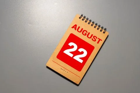 August 22nd. Image of august 22, calendar on yellow background Stock Photos